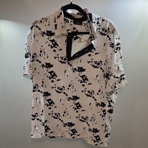 Zara Black and White Print Polo Shirt
